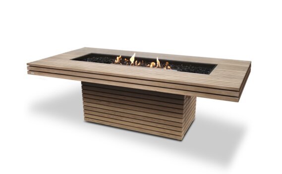 Gin 90 (Dining) Fire Table - Ethanol - Black / Teak / *Teak colours may vary by EcoSmart Fire